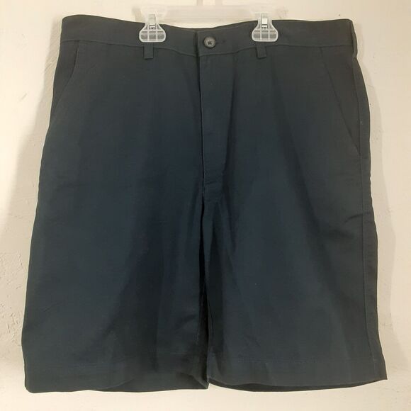 NWT Savane Shorts Men's 34W Flat Front Chino Stretch Blue Wrinkle Resistant - Picture 1 of 11